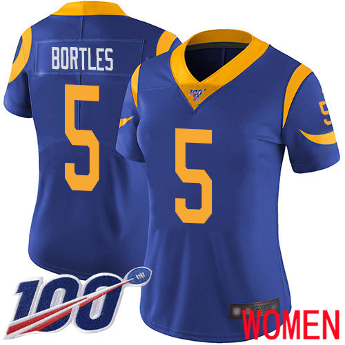 Los Angeles Rams Limited Royal Blue Women Blake Bortles Alternate Jersey NFL Football 5 100th Season Vapor Untouchable